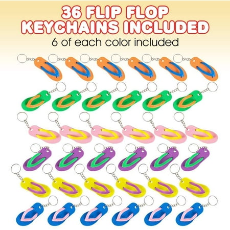 Purse Beach Fun Key Chains for Backpack Cool Goody Bag Fillers and Small Prizes for Kids Luau and Pool Parties Set of 36 Great Giveaways for Birthday ArtCreativity Flip Flop Keychains Luggage